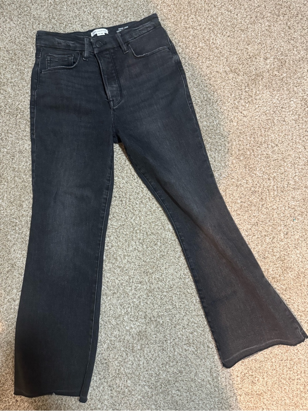 Good American Black Flared Wide-Leg Jeans